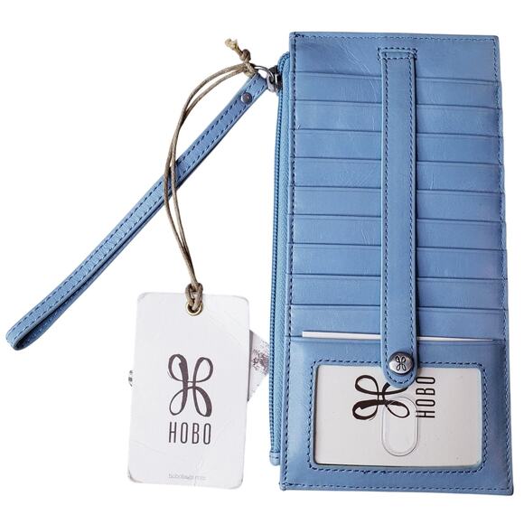 NWT HOBO Kimi Wristlet Wallet & Card Holder Vintage Hide Leather in Blue Mist - Picture 1 of 15